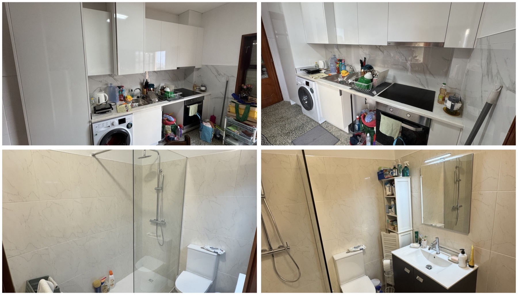 Cozinha e casa de banho depois de trabalhos de renovação